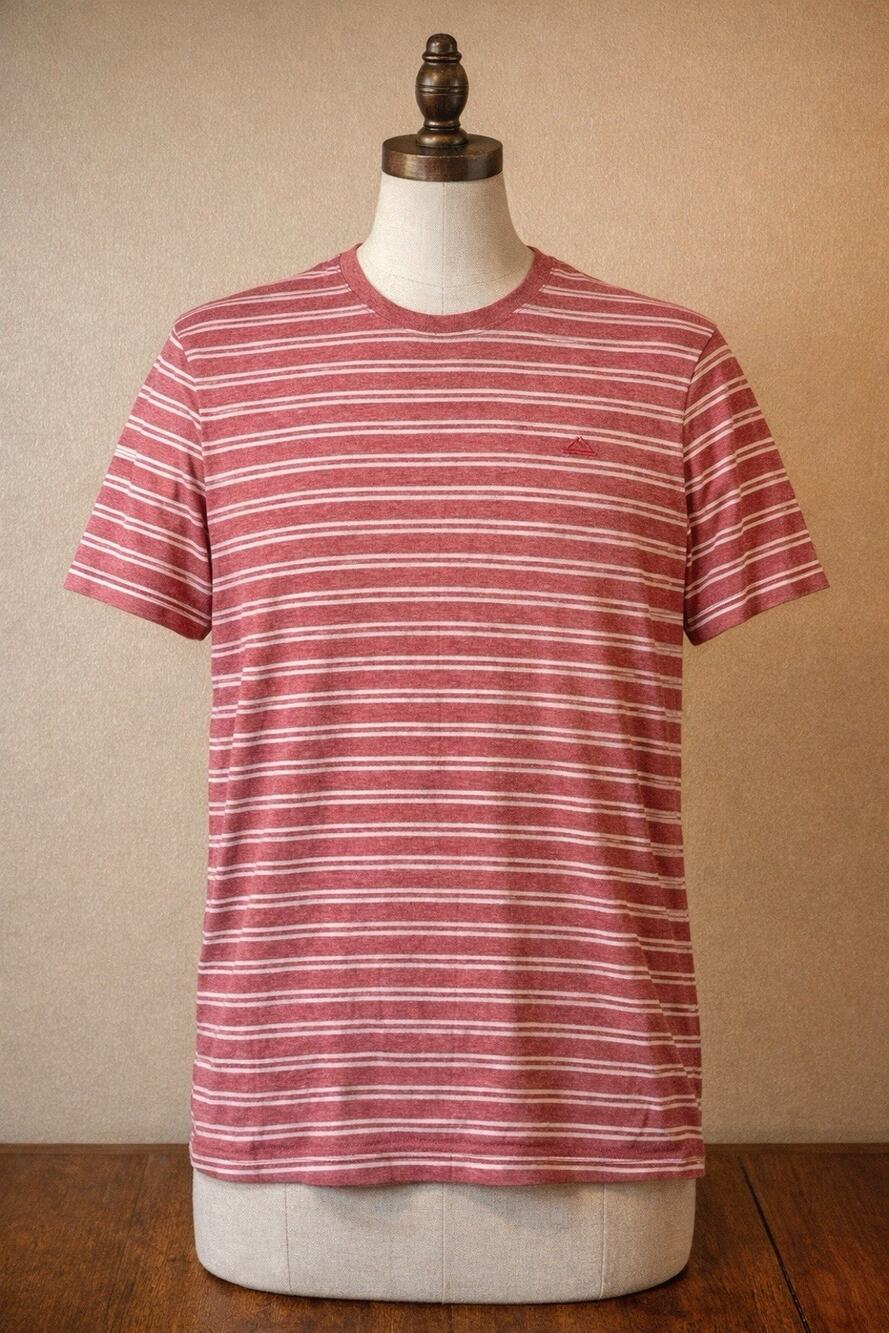Reef Mens XL Red White Striped T Shirt Surf Casual Tee Cotton Logo Comfort